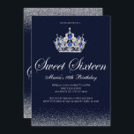 Sapphire Sweet 16 Invitaciones de cumpleaños<br><div class="desc">Sapphire Sweet 16 Invitaciones de cumpleaños. Diseñado con chispas, purpurina plateado, una corona de plata con acentos de zafiro para un fabuloso cumpleaños Sweet 16. Hecho para los adolescentes, esta invitación dulce purpurina plata dieciséis será una presentación fabulosa a su día especial. En la tienda Metro-Events Zazzle y Metro-Event.com encontrará...</div>