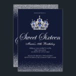 Sapphire Sweet 16 Invitaciones de cumpleaños<br><div class="desc">Sapphire Sweet 16 Invitaciones de cumpleaños. Diseñado con chispas, purpurina plateado, una corona de plata con acentos de zafiro para un fabuloso cumpleaños Sweet 16. Hecho para los adolescentes, esta invitación dulce purpurina plata dieciséis será una presentación fabulosa a su día especial. En la tienda Metro-Events Zazzle y Metro-Event.com encontrará...</div>