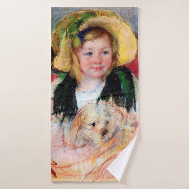 Sara con su perro, Cassatt (Toalla de baño)