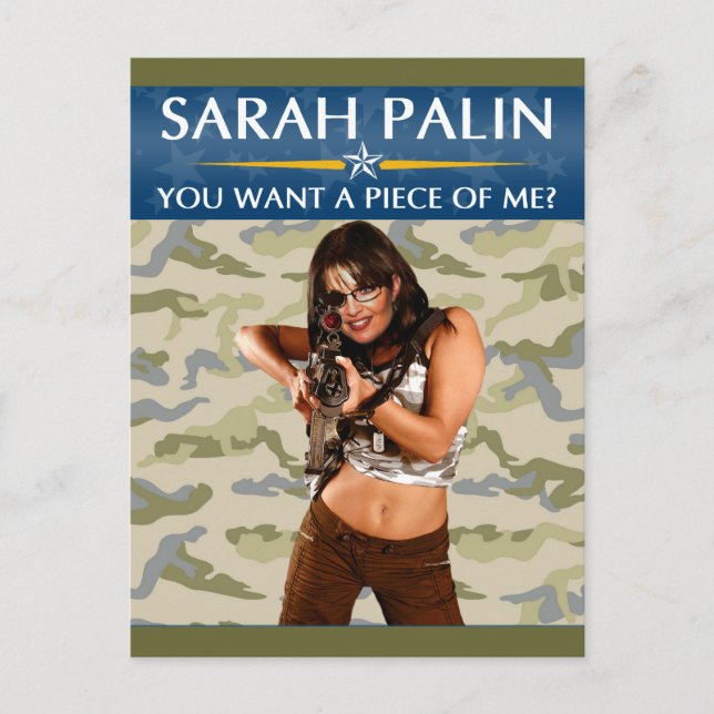 Sarah Palin - ¿Quieres Un Pedazo De Mí? Postal (Anverso)