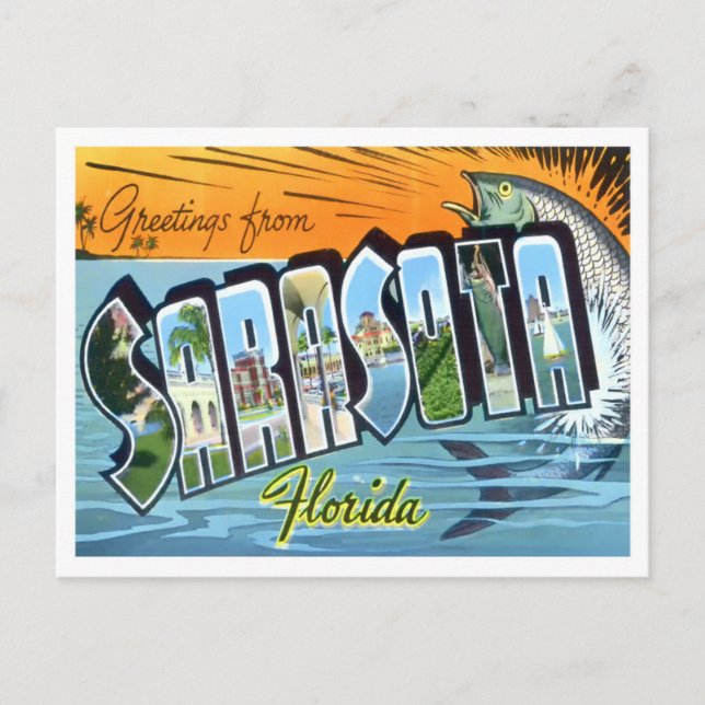 Sarasota, postal de las grandes letras antiguas de (Anverso)