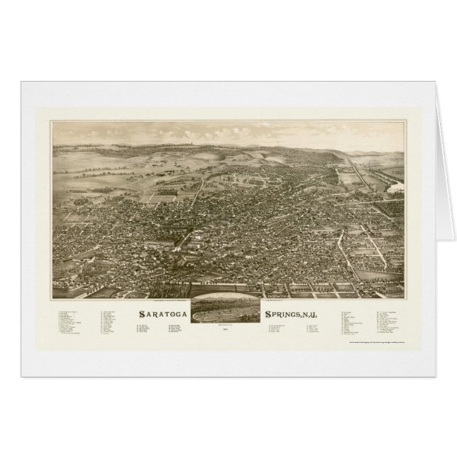 Saratoga Springs, mapa panorámico de NY - 1888 (Anverso (Horizontal))