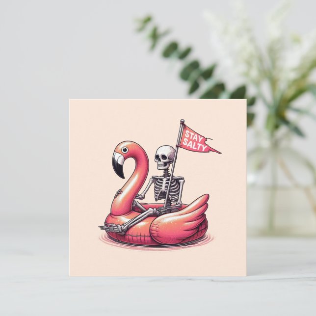 Sarcástico esqueleto sobre flamenco - Permanecer s (Anverso de pie)