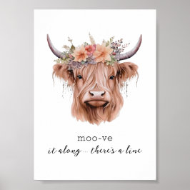 Sarcástico Floral Highland Cow Cute Baño Arte