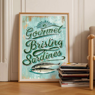 Sardinas estampan _ Arte de pared de cocina _ Lata