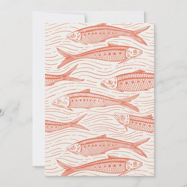 Sardines in Motion in coral and off white (Anverso)