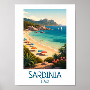 Sardinia Italia Minimalista Arte de Viaje Vintage