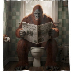 Sasquatch Con Cortina De Ducha De Baño De Papel