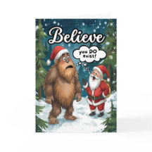 Sasquatch conoce a Santa, cree en la Navidad