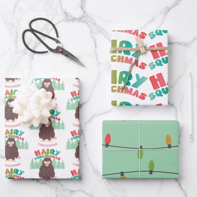 Sasquatch de pie grande con hojas de papel envolve (Anverso)