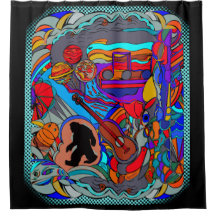 Sasquatch Resumen Doodle Art Shower Cortina