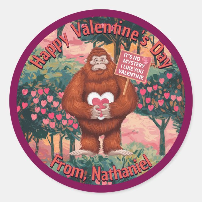 Sasquatch Valentines Pegatina (Anverso)
