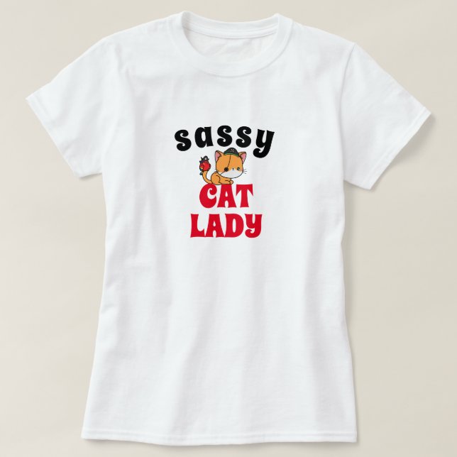 Sassy Cat Lady Graciosa Camiseta Gráfica Pirata (Diseño del anverso)