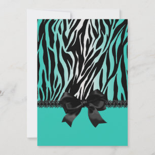 Sassy invitación de cebra turquesa con arco