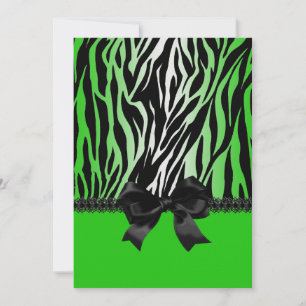 Sassy invitación de cebra verde con brillo