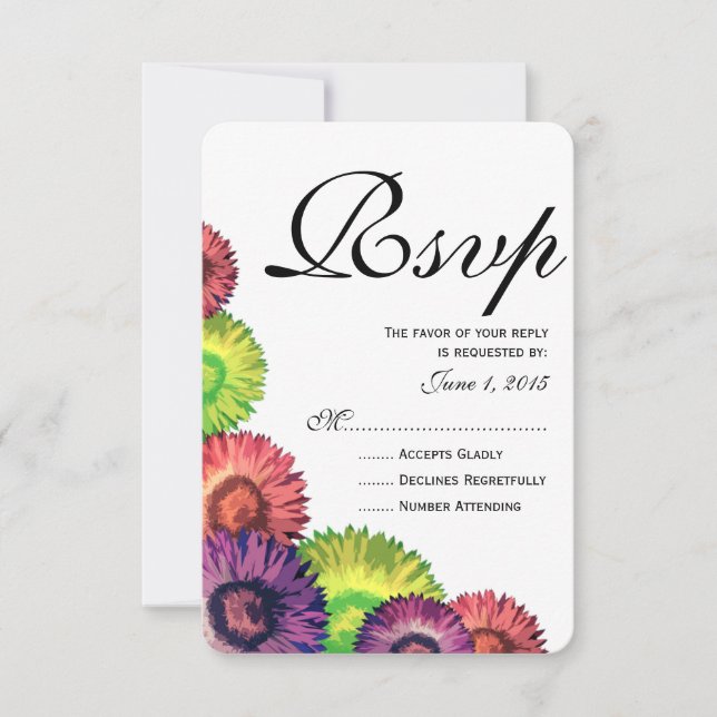Sassy Spring Flowers Tarjeta RSVP de boda moderna (Anverso)