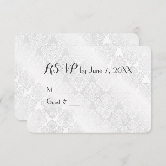 Satin de Damasco Blanco de Boda RSVP (Anverso / Reverso)