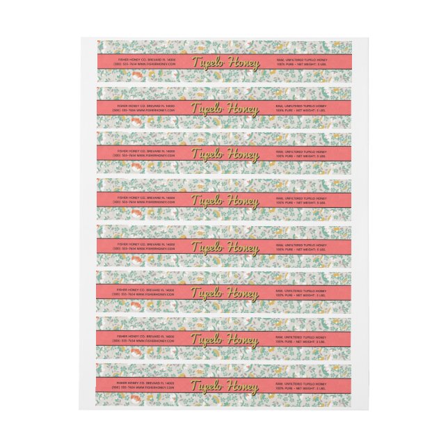 Satin Floral Pastel envuelto alrededor de la etiqu (hoja)