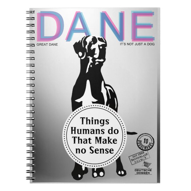 Sátira divertida Gran Danés Cuaderno  (Frente)