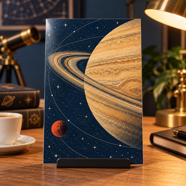 Saturno en Impresión de Arte Ocre (4 x 6 inch unframed semi-gloss print. Flat printed artwork. Styled scene; props not included.)