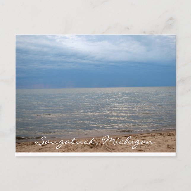 Saugatuck, postal oval de la playa de Michigan (Anverso)