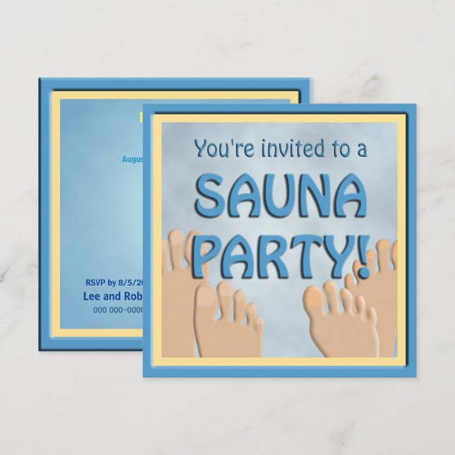 Sauna Fiesta Graciosa Invitación Cuesta Pies (Anverso / Reverso)