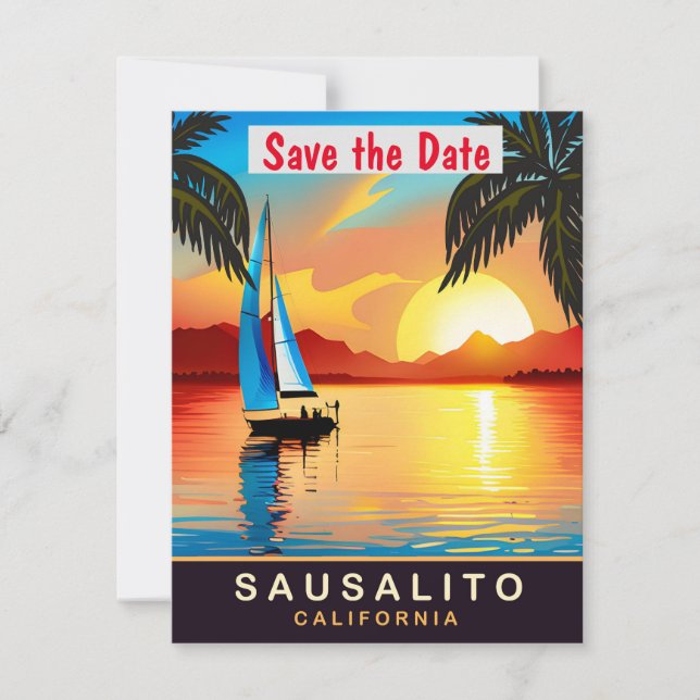 Sausalito, California, Tarjeta Postal de Viaje,  (Anverso)