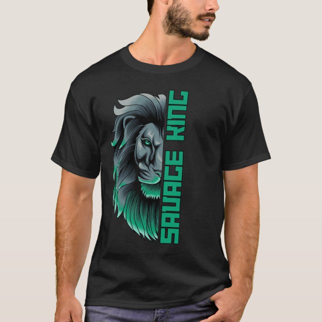 Savage King - Camiseta inspirada en el león audaz (Anverso)