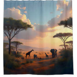 Savannah Dawn – Cortina de ducha Paisaje Amanecer