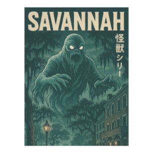 Savannah Ghost Monster Vintage Poster Gothic