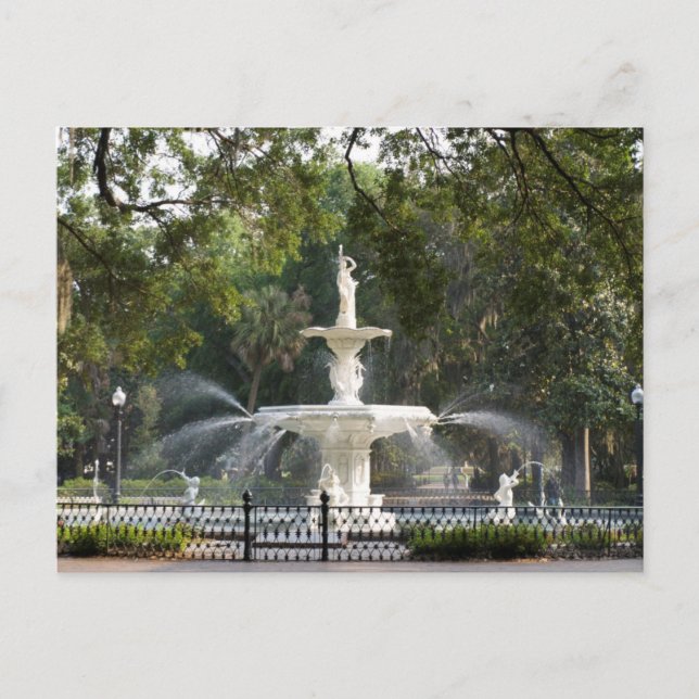 Savannah, tarjeta postal de la fuente de GA Park (Anverso)