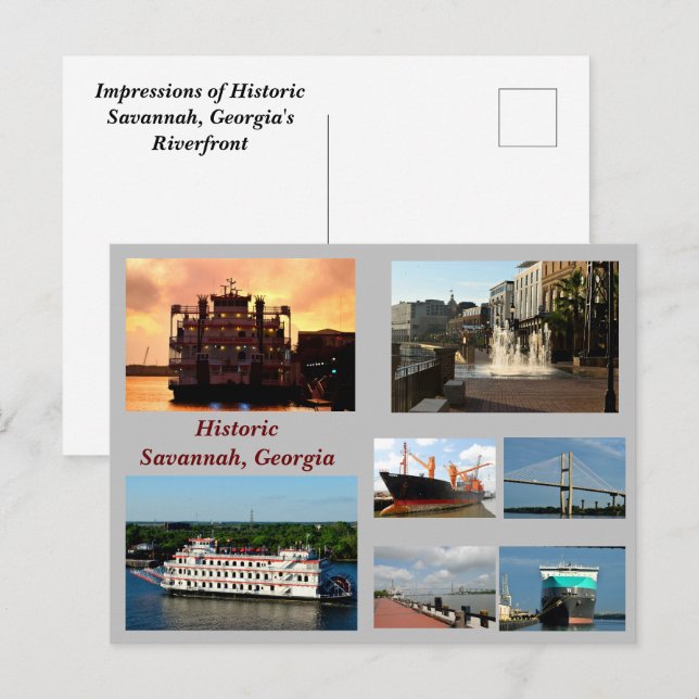 Savannah, tarjeta postal de vacaciones de Georgia (Anverso / Reverso)