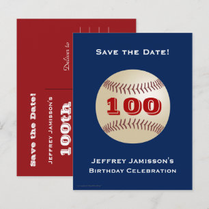 Save Date 100th Birthday Party Baseball Invitación