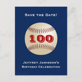 Save Date 100th Birthday Party Baseball Invitación