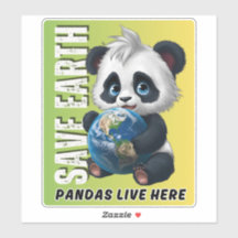 SAVE EARTH Pandas vive aquí - Pegatina del Día de