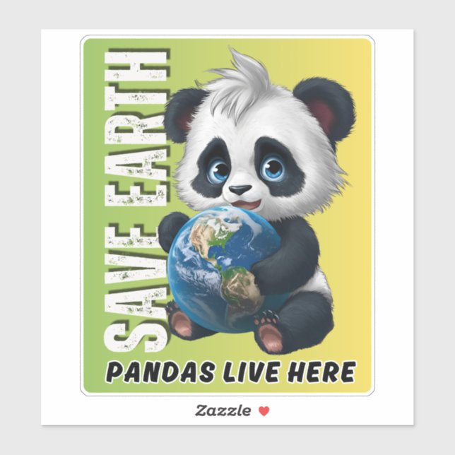 SAVE EARTH Pandas vive aquí - Pegatina del Día de  (Hoja)