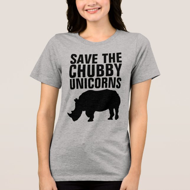 SAVE THE CHUBBY UNICORNS Camisetas graciosas (Anverso)