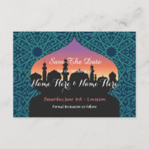 Save the Date Arabian Nights Boda Invitación Verde