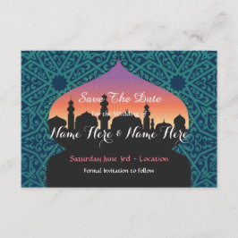 Save the Date Arabian Nights Boda Invitación Verde