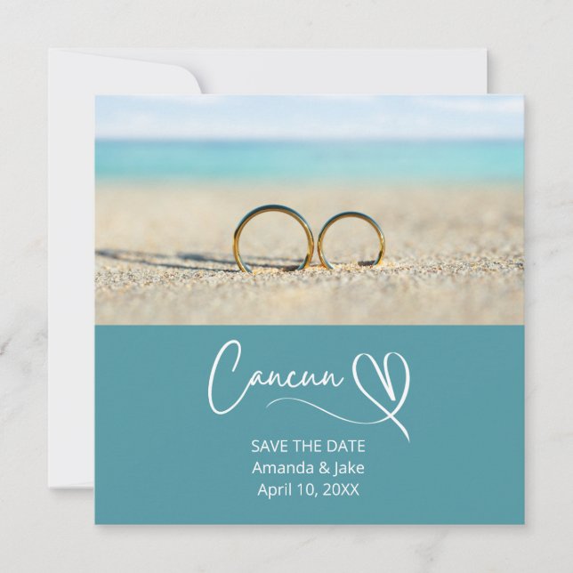 Save the Date Cancun Destination Beach Wedding (Anverso)