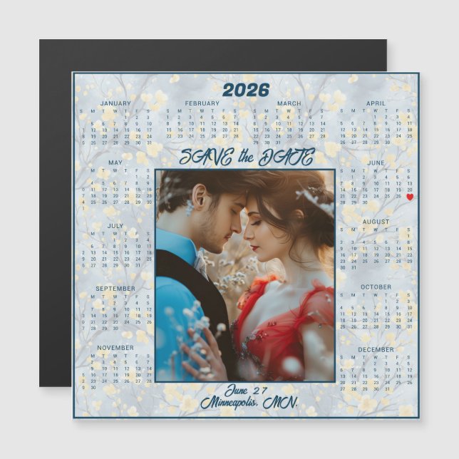 Save the Date Engaged Couple Magnetic  (Anverso/Reverso)