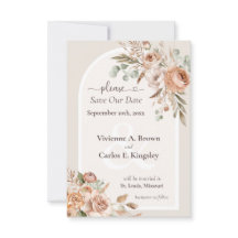 Save the Date Light Earth Tone Boho Floral Photo