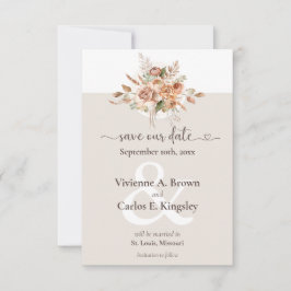 Save the Date Light Earth Tone Boho Floral Photo