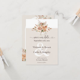 Save the Date Light Earth Tone Boho Floral Photo