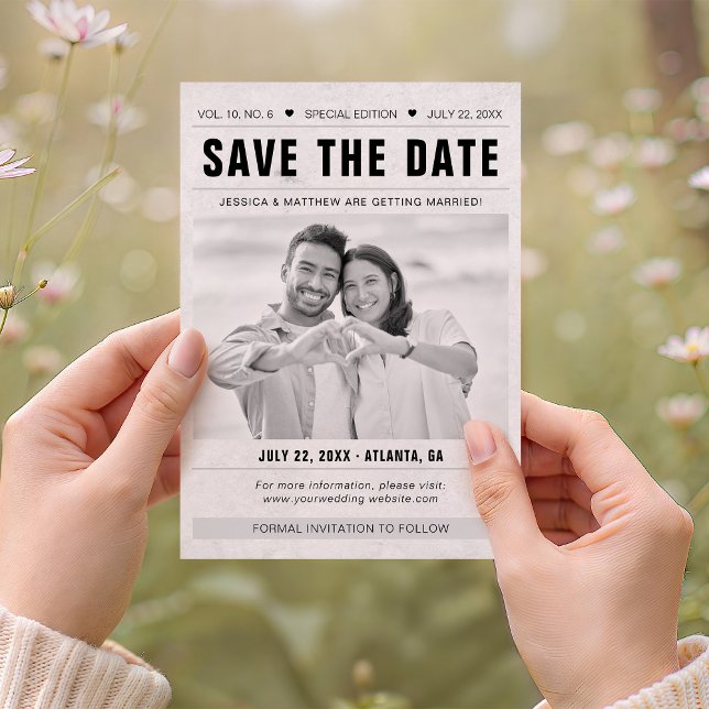 Save the Date Newspaper Template Photo Grunge (Subido por el creador)