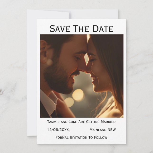 Save the Date Photo Wedding Card | Personalised  (Anverso)