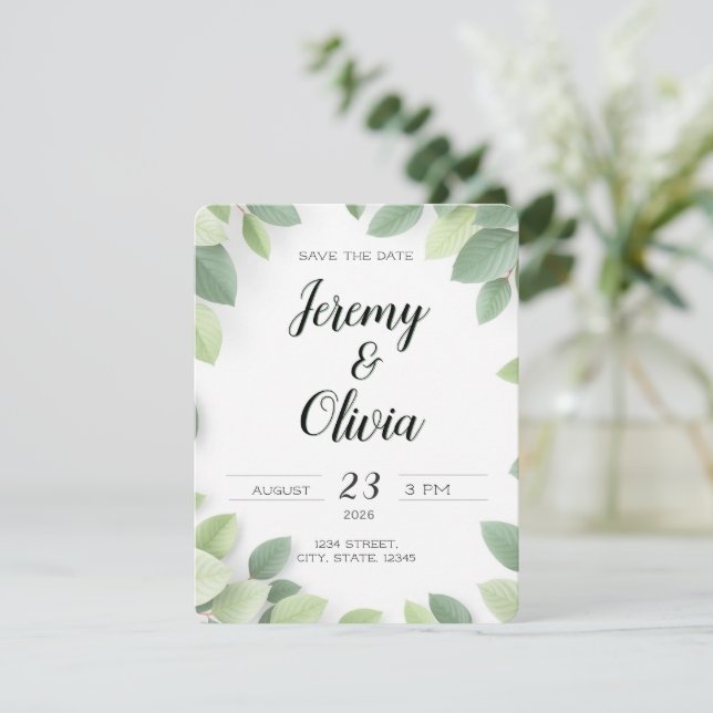 Save The Date Wedding Invite Simple  (Anverso de pie)