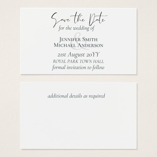 Save the Dates BARGAIN Classic White Boda (Anverso y reverso)
