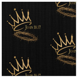 SAVIOR KING JESUS Tela de patrón negro/dorado
