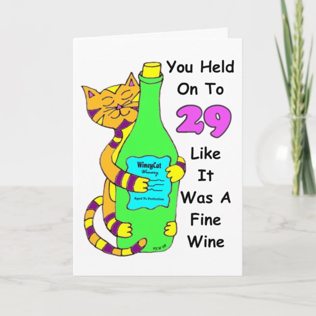 Savor la tarjeta de cumpleaños Winey del gato 30 (Anverso)